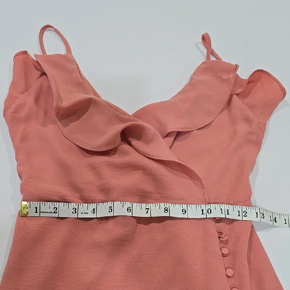 Shinestar - Pink Elegant High-Low Flared Hem, Ruffle Neck Dress Women's Small - Picture 7 of 13